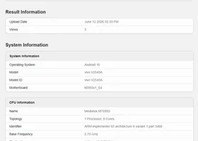 Vivo V2545A Terdeteksi di Geekbench Bawa Kekuatan Chipset Dimensity 9500
